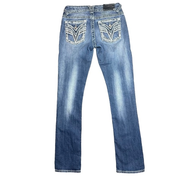 Vigoss The Dallas Straight Leg Mid Rise Embellished Denim Jeans Size 4 Length 33 - Picture 2 of 11
